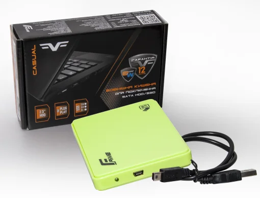 Внешний карман Frime SATA HDD/SSD 2.5", USB 2.0, Plastic, Green (FHE14.25U20)