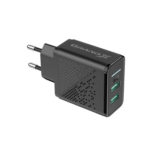 Сетевое зарядное устройство для Grand-X (2xUSB 3.1А) Black (CH-60)