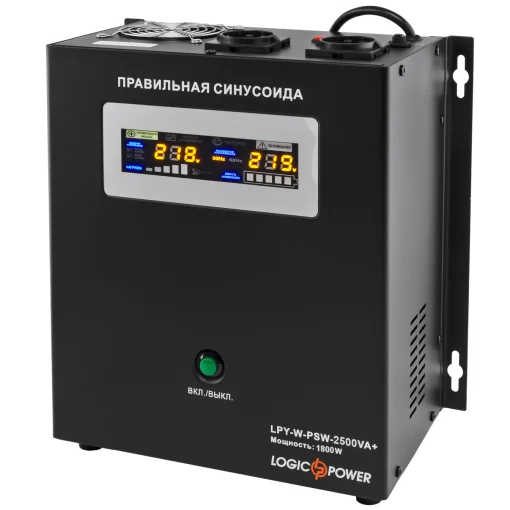 Источник бесперебойного питания LogicPower LPY-W-PSW-2500VA+(1800Вт)10A/20A, Lin.int., AVR, 2 x евро, USB, LCD, металл