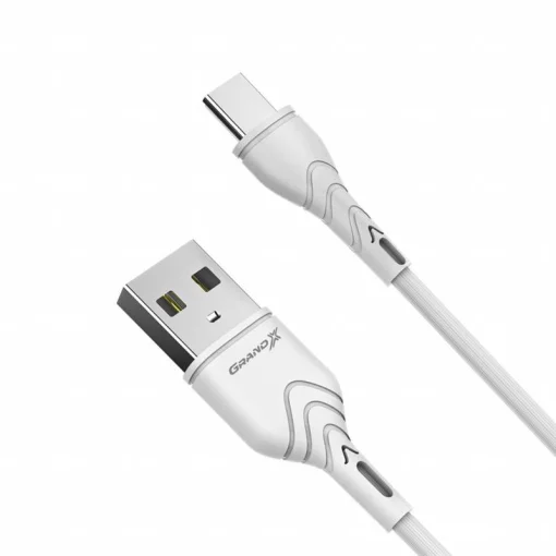 Кабель Grand-X USB-USB Тип C, Cu, 3A, 1м, Fast Сharge, White (PC-03W)