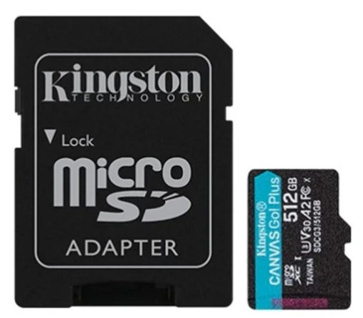 Карта памяти MicroSDXC 512GB UHS-I/U3 Class 10 Kingston Canvas Go! Plus R170/W90MB/s + SD-адаптер (SDCG3/512GB)