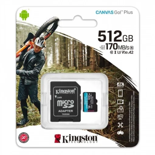 Карта памяти MicroSDXC 512GB UHS-I/U3 Class 10 Kingston Canvas Go! Plus R170/W90MB/s + SD-адаптер (SDCG3/512GB)