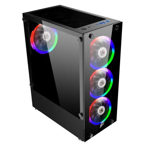 Корпус 1stPlayer Rainbow V2-A-4R1 Color LED Black без БП