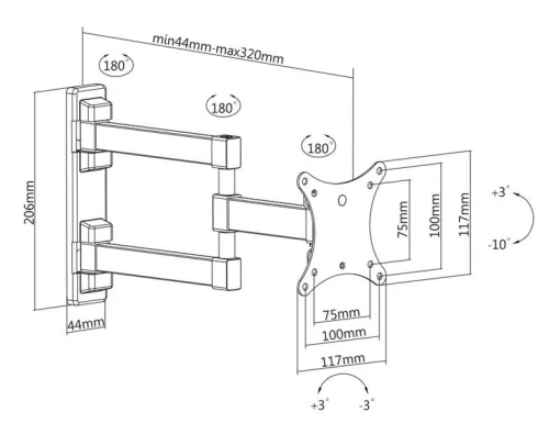 Кронштейн Satelit 13-32PIVOT100A (VESA100х100)