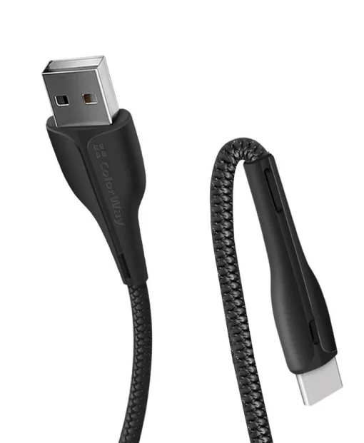 Кабель ColorWay USB-Type-C, 2.4А, 1м, PVC + Led, Black (CW-CBUC034-BK)