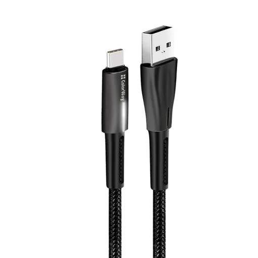 Кабель ColorWay USB-USB Type-C (zinc alloy+led), 2.4А, 1м, Black (CW-CBUC035-BK)
