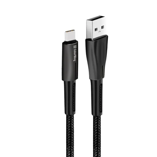 Кабель ColorWay USB-USB Type-C (zinc alloy+led), 2.4А, 1м, Black (CW-CBUC035-BK)