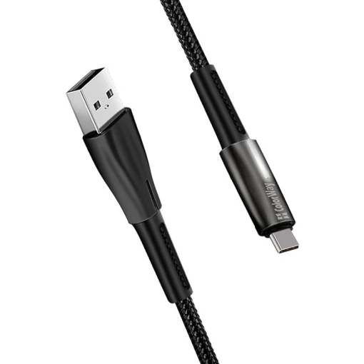 Кабель ColorWay USB-USB Type-C (zinc alloy+led), 2.4А, 1м, Black (CW-CBUC035-BK)