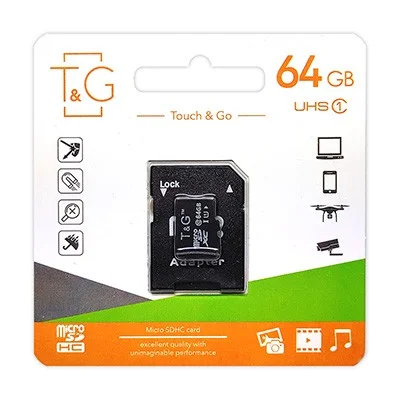 Карта памяти MicroSDXC 64GB UHS-I Class 10 T&G + SD-adapter (TG-64GBSDCL10-01)