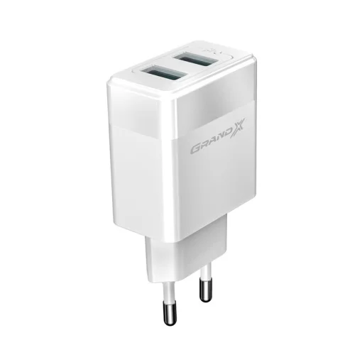 Сетевое зарядное устройство для Grand-X (2xUSB 2.4А) White (CH-50W)