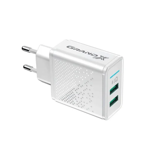Сетевое зарядное устройство для Grand-X (2xUSB 3.1А) White (CH-60W)