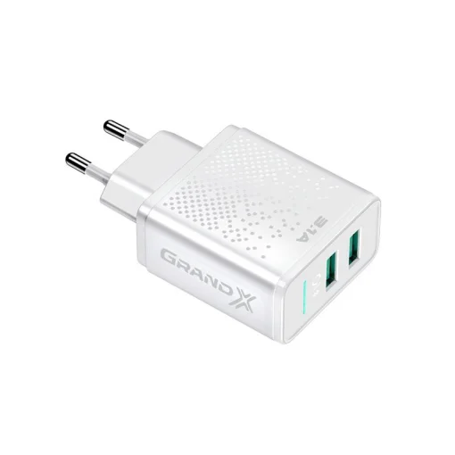 Сетевое зарядное устройство для Grand-X (2xUSB 3.1А) White (CH-60W)