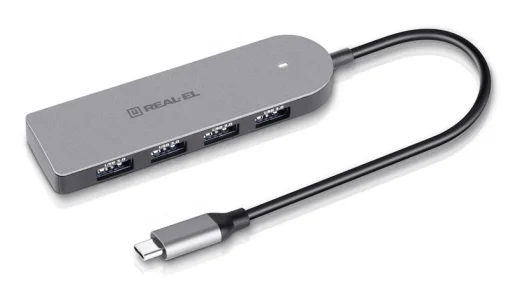 USB хаб REAL-EL CQ-415 Space Gray (EL123110001)
