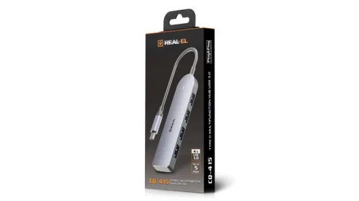 USB хаб REAL-EL CQ-415 Space Gray (EL123110001)