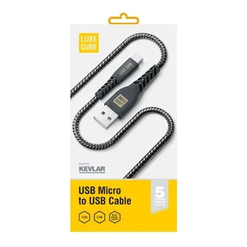Кабель Luxe Cube Kevlar USB-microUSB, 1.2м, черный (8886668686242)