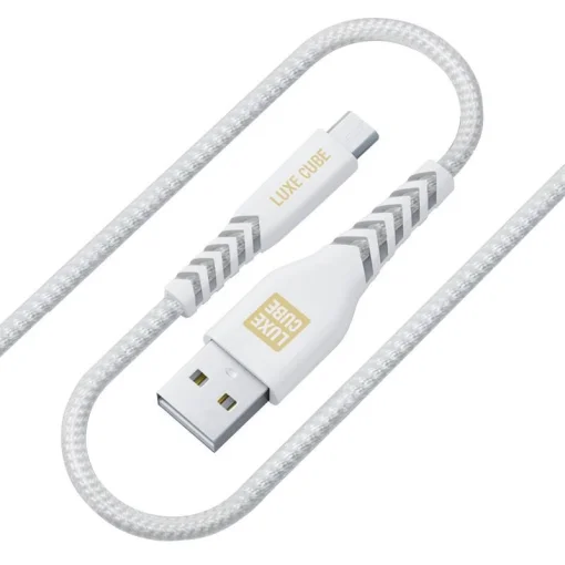 Кабель Luxe Cube Kevlar USB-microUSB, 1.2м, белый (88866688882266)