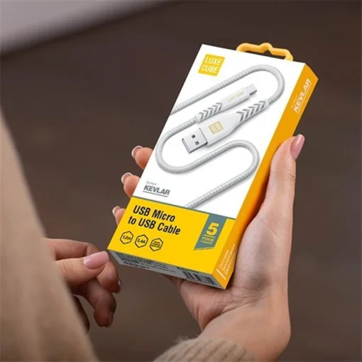Кабель Luxe Cube Kevlar USB-microUSB, 1.2м, белый (88866688882266)