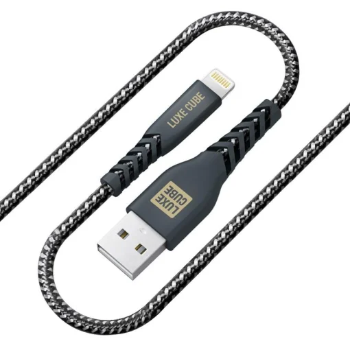 Кабель Luxe Cube Kevlar USB-Lightning, 1.2м, черный (8886668686440)