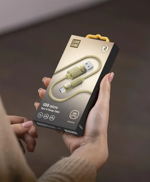 Кабель Luxe Cube Premium USB-microUSB, 1м, золотой (8889986489885)