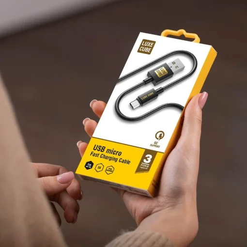 Кабель Luxe Cube USB-microUSB, 3А, 2м, черный (8886888698483)