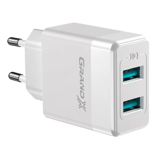 Сетевое зарядное устройство для Grand-X (2xUSB 2.4А) White (CH-50W)