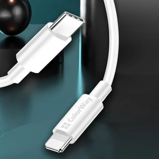 Кабель ColorWay USB-C-Lightning, 3.0А, 1м, White (CW-CBPDCL032-WH)