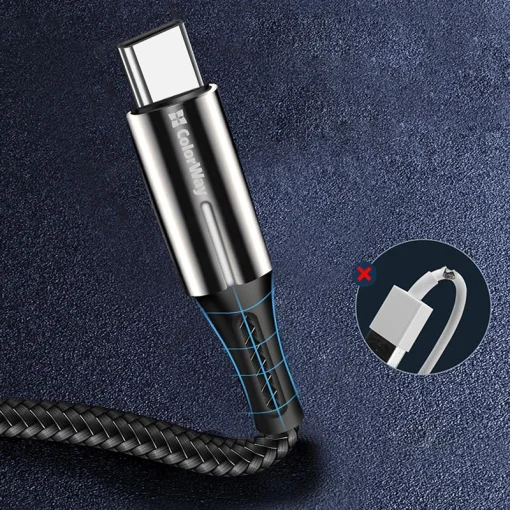 Кабель ColorWay USB-USB Type-C (zinc alloy+led), 2.4А, 1м, Black (CW-CBUC035-BK)