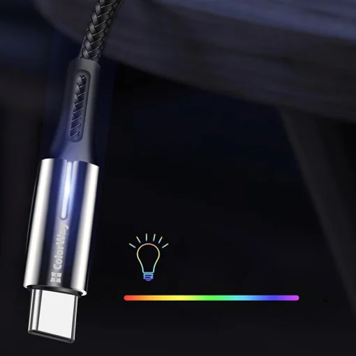 Кабель ColorWay USB-USB Type-C (zinc alloy+led), 2.4А, 1м, Black (CW-CBUC035-BK)