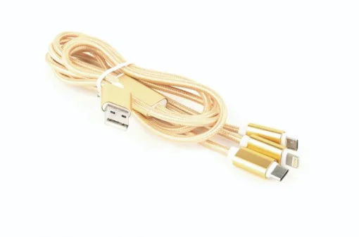 Кабель Cablexpert (CC-USB2-AM31-1M-G) USB BM - Lightning/MicroUSB/USB-C, 1м, золотистий
