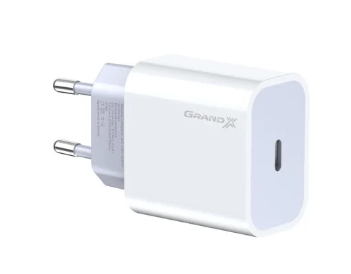 Сетевое зарядное устройство для Grand-X (1xUSB-C 20W) QC4.0, PD 3.0, FCP, AFC White (CH-770)