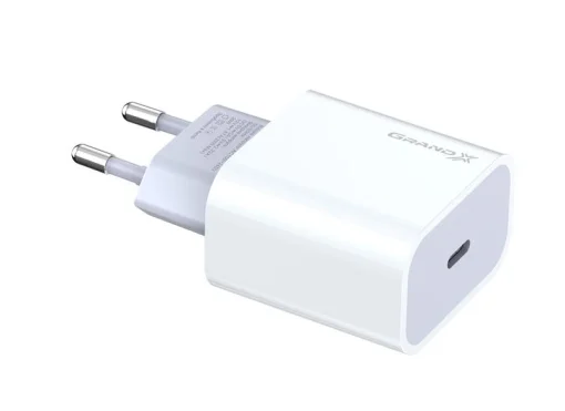 Сетевое зарядное устройство для Grand-X (1xUSB-C 20W) QC4.0, PD 3.0, FCP, AFC White (CH-770)