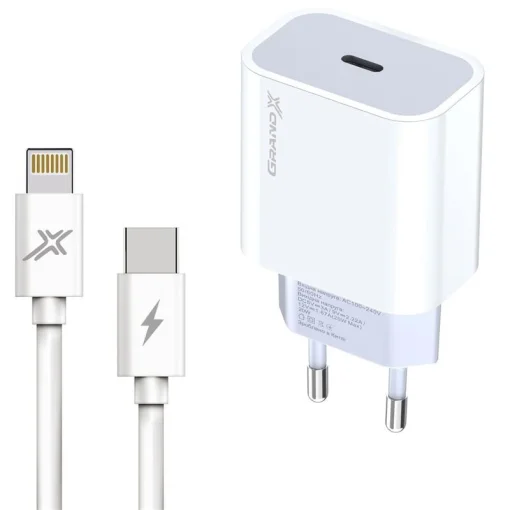 Сетевое зарядное устройство для Grand-X (1xUSB-C 20W) White (CH-770L)