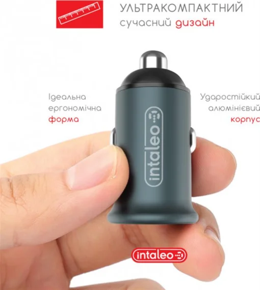 Автомобильное зарядное устройство для Intaleo CCGQPD120T (USB, 3A) Grey (1283126509957) + кабель USB Type С