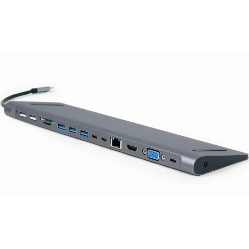 Порт-реплікатор CABLEXPERT 9-in-1 USB-C to HDMI/VGA/USB3.1/USB2.0/PD/LAN/AUX/CR (A-CM-COMBO9-01)