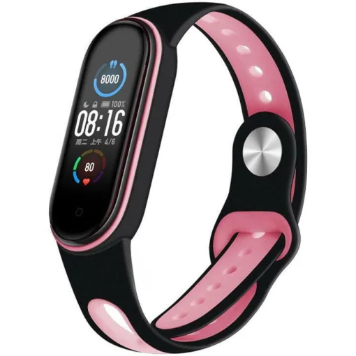 Ремешок BECOVER Sport Style для Xiaomi Mi Smart Band 5/6/7 Black/Pink