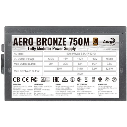 Блок живлення 750W AEROCOOL Aero Bronze 750M (ACPB-AR75AEC.1M)