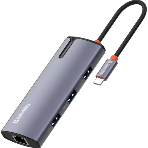 Порт-реплікатор COLORWAY 6-in-1 USB-C to 3xUSB3.0, 1xUSB2.0, PD100W, LAN (CW-HUB03)