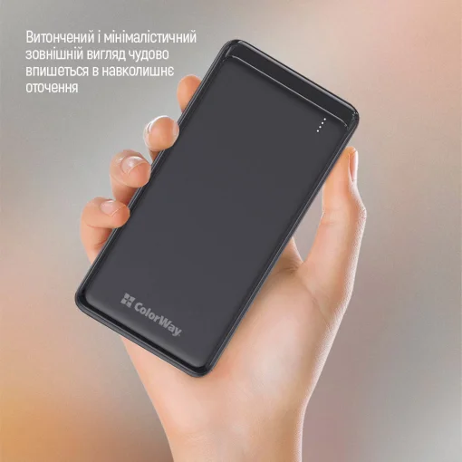Повербанк COLORWAY Slim 10000mAh Black (CW-PB100LPF2BK)