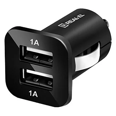 Автомобильное зарядное устройство для REAL-EL CA-22 2xUSB-A, 2A Black (EL123160005)