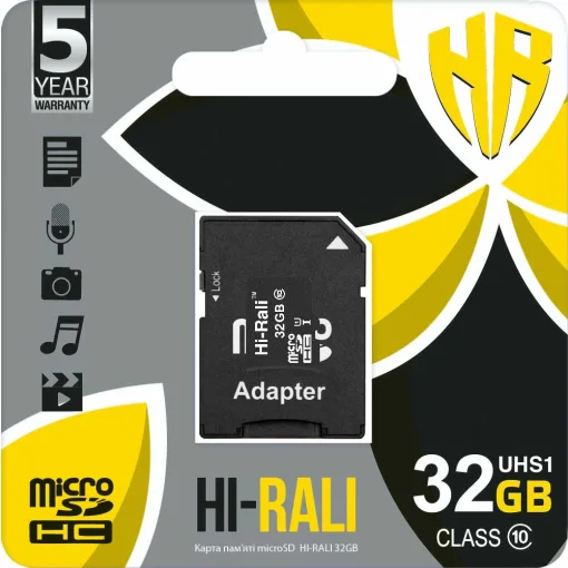 Карта памяті HI-RALI microSDHC 32GB UHS-I Class 10 + SD-adapter (HI-32GBSD10U1-01)