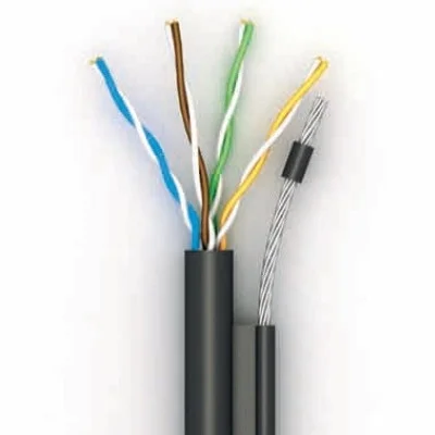 Кабель для наружной прокладки OK-Net КППт-ОП (100) UTP, CAT5e, 4х2х0.51, бухта 305м с тросом (49223)