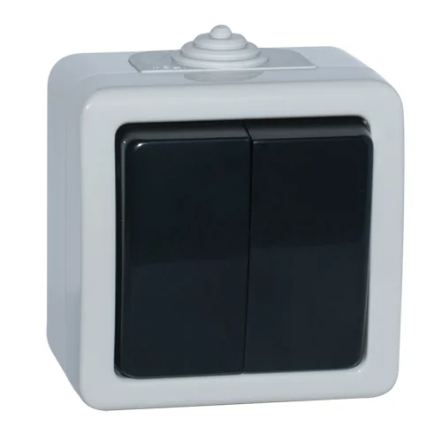 Вимикач SVEN Storm SE-72018 подвійний прохідний (перемикач) накладного типу сірий