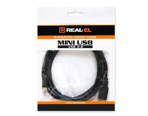 Кабель REAL-EL USB2.0 AM-mini B 1.8M черный