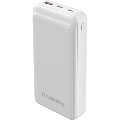 Повербанк COLORWAY Slim PD+QC 20000mAh White (CW-PB200LPG3WT-PD)
