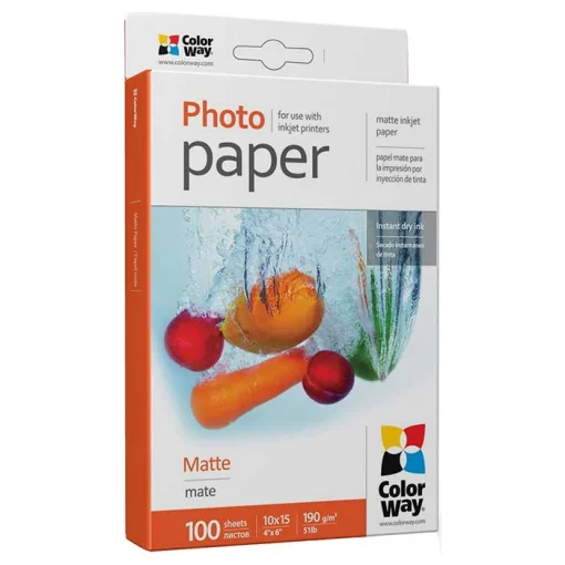 Фотобумага COLORWAY Matte 10x15см 190г/м² 100л (PM1901004R)