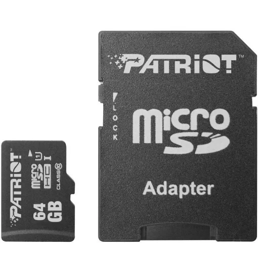 Карта памяти PATRIOT microSDXC LX 64GB UHS-I Class 10 + SD-adapter (PSF64GMCSDXC10)