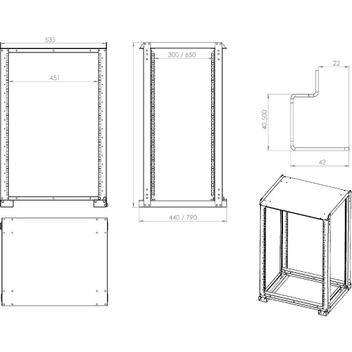 Стойка 19" CSV Lite 8U-400x750 (8U, 600x750мм, RAL9004)
