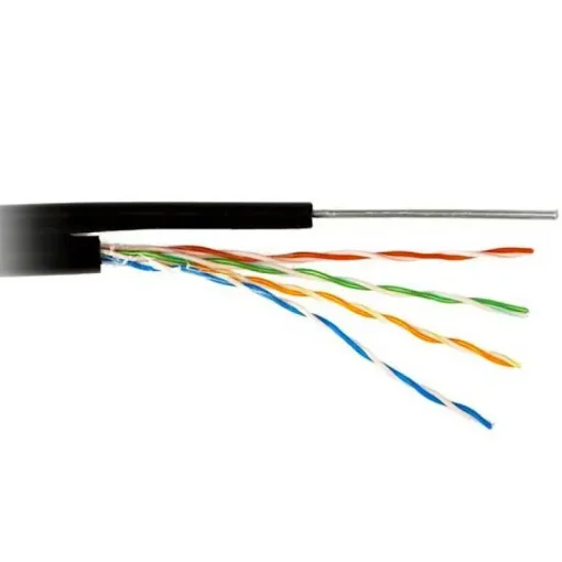 Кабель мережевий для зовнішньої прокладки з тросом ATCOM UTP Cat.5e 4x2x0.50 ССА Black 305м (10700)