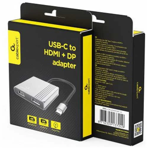 Порт-репликатор CABLEXPERT 2-in-1 USB-C to HDMI/DP (A-CM-HDMIFDPF-01)