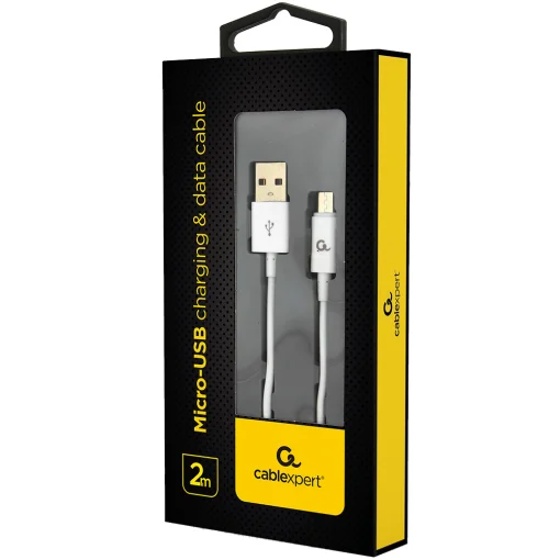 Кабель CABLEXPERT Premium USB-A 2.0/Micro-B (M/M) White 2м (CC-USB2P-AMmBM-2M-W)